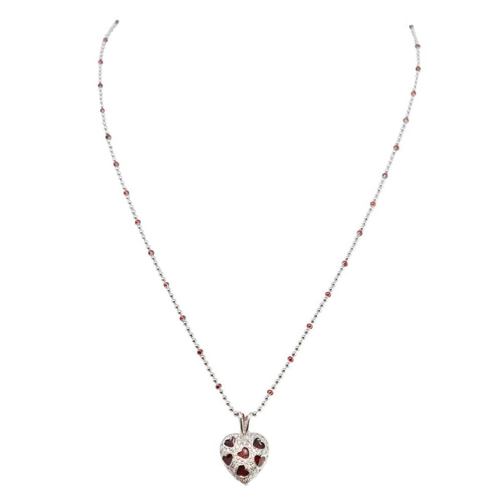 NEW HIDALGO women's enamel hearts necklace in red